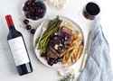 Grilled NY Strip Steak with Roasted Cherries & Gorgonzola Herb Butter